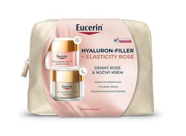 Eucerin Vianočná taštička HYALURON-FILLER + ELASTICITY Denný krém ROSÉ + Nočný krém