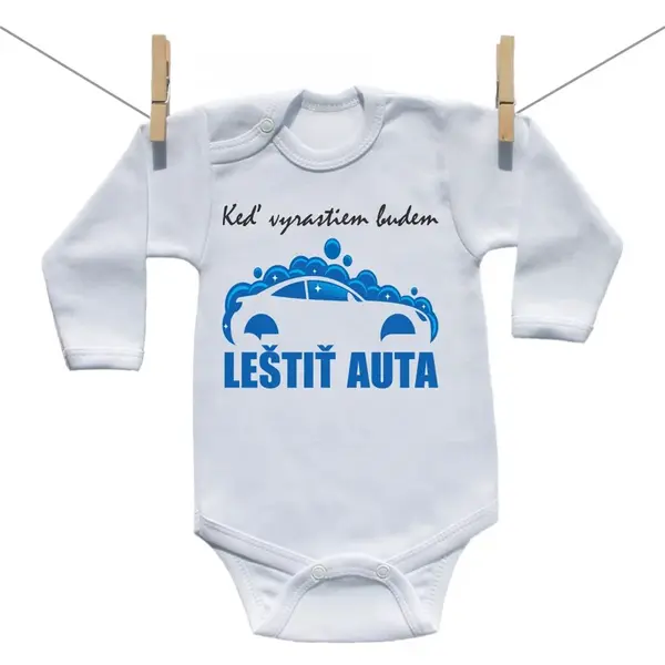 Boodyy Body s dlhým rukávom Keď vyrastiem budem leštiť auta 56 (0-2 mesiace)