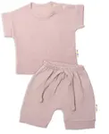 2-dielna mušelínová súpravička, tričko + kraťasky BOY, béžová, veľ. 62
