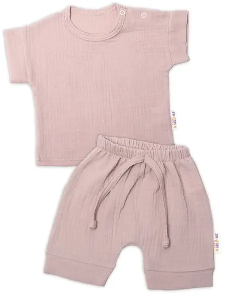 2-dielna mušelínová súpravička, tričko + kraťasky BOY, béžová, veľ. 62