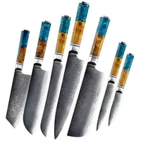 Sada damaškových kuchynských nožov - Hnedá/Modrá/7ks H29417