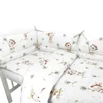 Mantinel s obliečkami do postieľky, 3D sada Bavlna, Kocúrik a púpava - biela