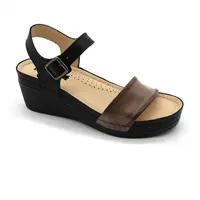 Leon 1070 Zdravotné kožené sandále na vyššom opätku 41 - 26cm, sivá, 6,5 cm