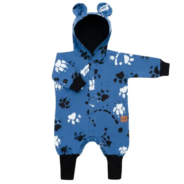 Dojčenský bavlnený overal s kapucňou a uškami New Baby labka modrý 86 (12-18m), 20C46245