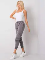 NEBERETE MĚ Šedé bavlněné tepláky se stahovací šňůrkou