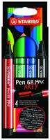 Prémiová vláknová fixka s hrubým klinovým hrotom - STABILO Pen 68 MAX - ARTY - 4 ks sada