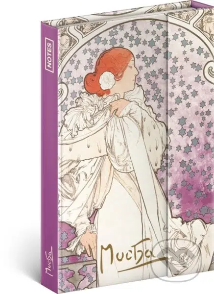 Notes Alfons Mucha – Dáma (linkovaný s magnetickým uzavíráním)