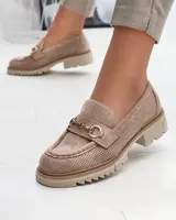Resti Light brown openwork women's moccasins with chain Imerila