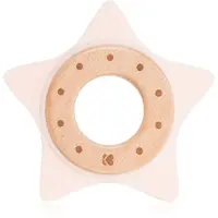 Kikkaboo Silicone and Wood Teether Star hryzadielko Pink 1 ks