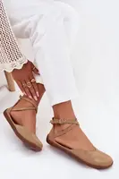 Semišové Baleríny Dámske Barefoot S Pásmi Zazoo 191 Béžové