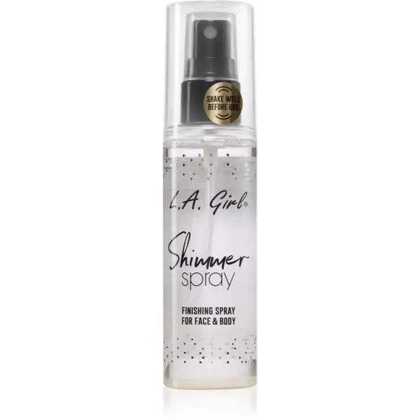 L.A. Girl Cosmetics Shimmer Spray fixačný sprej na make-up na tvár a telo odtieň Gold 80 ml