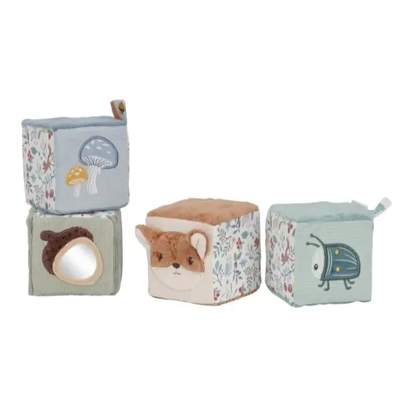 Little Dutch Forest Friends Soft Blocks plyšové kocky 0 m+ 4 ks