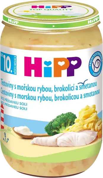 HIPP Príkrm zeleninovo-mäsový Tagliatelle s morskou rybou, brokolicou a smotanou 220 g