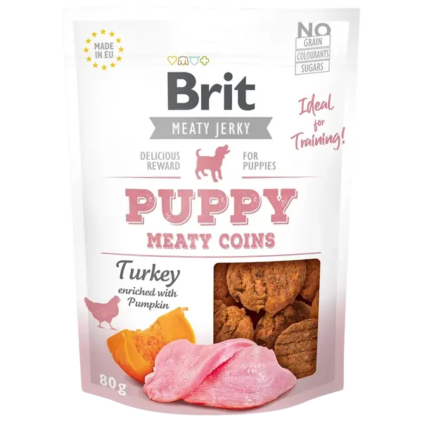 BRIT Jerky Puppy Turkey Meaty Coins maškrty pre šteňatá 80 g