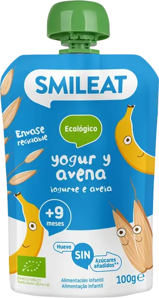 SMILEAT Organic Jogurtové vrecko s ovsenými vločkami 100 g