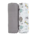 PETITE&MARS Prikrývka bambusová mušelínová Misty Grey Planes 2v1, 120 x 120 cm 2 ks