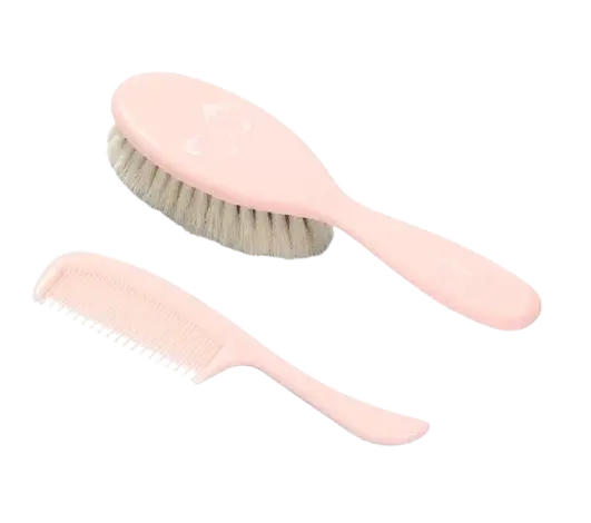 BABYONO Kefka a hrebeň na vlasy super jemná, svetlo ružová 2 ks