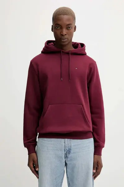 Mikina Tommy Jeans pánská, béžová barva, s kapucí, hladká, DM0DM20742