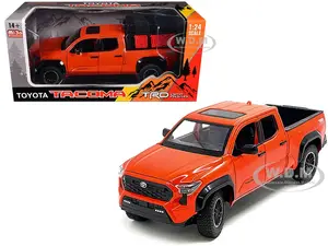2024 Toyota Tacoma TRD Off-Road Edition Pickup Truck Octane Orange with Bed Camper 1/24 Diecast Model Car