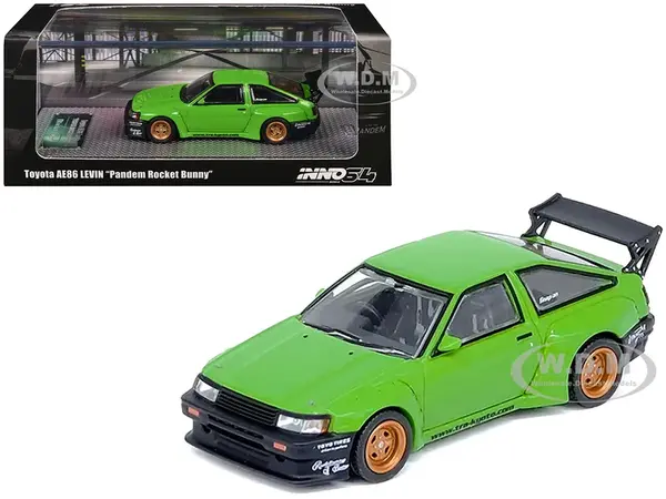 Toyota AE86 Levin RHD (Right Hand Drive) "Pandem Rocket Bunny" Green 1/64 Diecast Model Car by Inno Models