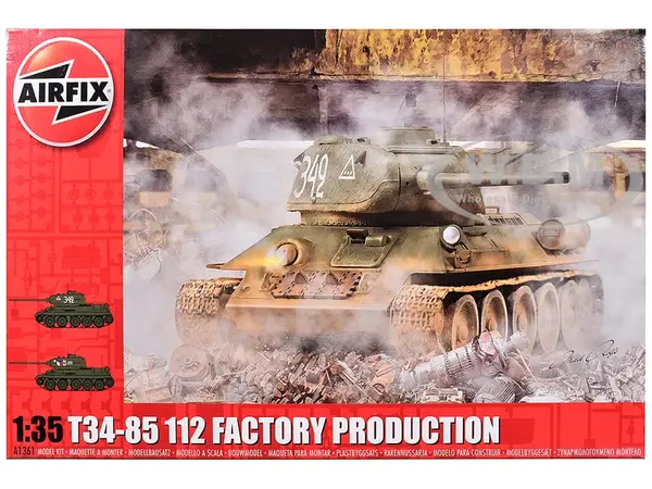 Level 3 Model Kit T34-85 112 Factory Production Tank with 2 Scheme Options 1/35 Plastic Model Kit by Airfix