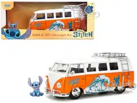 1961 Volkswagen Bus "Catching Waves" White and Orange with Stich Diecast Figure "Disneys Stitch" "Hollywood Rides" Series 1/24 Diecast Model by Jada