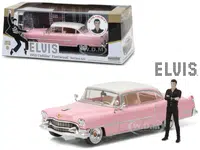 Elvis Presleys 1955 Pink Cadillac Fleetwood Series 60 with Elvis Presley Figurine 1/43 Diecast Model Car by Greenlight