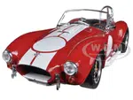 1965 Shelby Cobra 427 S/C Red with White Stripes with Printed Carroll Shelbys Signature on the Trunk 1/18 Diecast Model Car by Shelby Collectibles