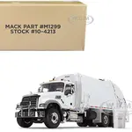 Mack Granite MP Refuse Garbage Truck with McNeilus Rear Loader &amp; Trash Bins White 1/34 Diecast Model by First Gear