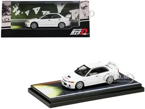Mitsubishi Lancer RS Evolution IV RHD (Right Hand Drive) White "Monstar" with Seiji Iwaki Driver Figure "Initial D" (1995-2013) Manga 1/64 Diecast Mo