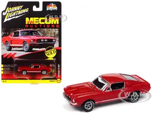 1967 Shelby GT-350 Red with White Side Stripes "Mecum Auctions" "Pop Culture" 2024 Release 2 1/64 Diecast Model Car by Johnny Lightning