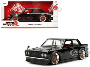 1973 Datsun 510 Black with Gold Wheels "JDM Tuners" Series 1/24 Diecast Model Car by Jada