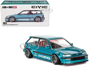 Honda Civic (EF) Kaido Works V1 Blue Metallic (Designed by Jun Imai) "Kaido House" Special 1/64 Diecast Model Car by Mini GT