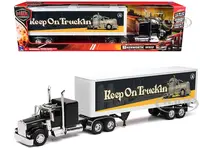 Kenworth W900 Truck Black with Dry Van Trailer "Tribute To Truckers Keep on Truckin" "Long Haul Truckers" Series 1/32 Diecast Model by New Ray