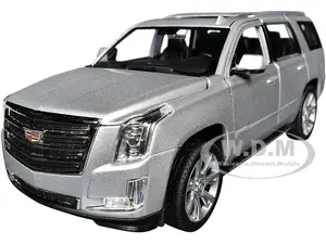 2017 Cadillac Escalade with Sunroof Silver Metallic 1/24-1/27 Diecast Model Car by Welly