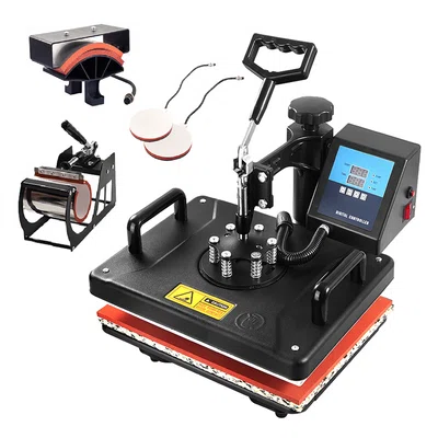 SHUOHAO 5 in 1 Heat Press Machine 12*15in for Cap/Bag/Mouse/Pad/Phone Case/Tape/Stickers/Mug/Plate/Puzzle/T-shirts