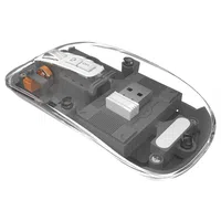 M033 Transparent Wireless Mouse 3 Connection Modes 800/1200/1600 DPI Mute Axis Colorful Breathing Light Effect - Grey