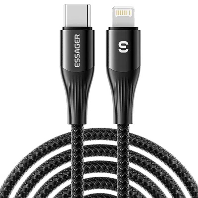 ESSAGER PD29W Fast Charging Data Cable Type-C to Lightning 480Mbps Transfer Rate for iPhone 14 13 12 Pro Max 1m Cable