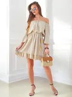 Resti Women's mini dress off-the-shoulder with long sleeves and rhinestones