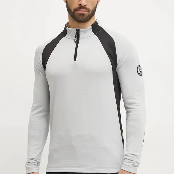 Sportovní mikina EA7 Emporio Armani St. Moritz Powerstretch šedá barva, s aplikací, PJQXZ.6DPMA5