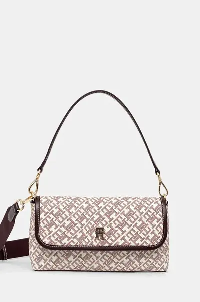 Kabelka Tommy Hilfiger vínová barva, AW0AW17341