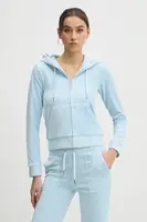 Mikina Juicy Couture dámská, modrá barva, s kapucí, hladká, JCAP176
