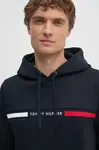 Mikina Tommy Hilfiger pánská, tmavomodrá barva, s kapucí, s aplikací, MW0MW37361