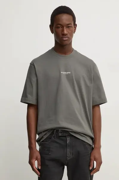 Bavlněné tričko G-Star šedá barva, s aplikací