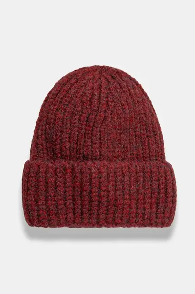 Čepice Answear.LAB vínová barva, z husté pleteniny