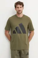 Bavlněné tričko adidas Essentials zelená barva, s potiskem, JE8931