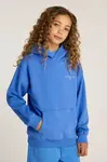 Dětská mikina Tommy Hilfiger modrá barva, s kapucí, hladká, KS0KS00595