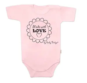 Baby Nellys Body krátký rukáv Made with love,  růžové vel.  80