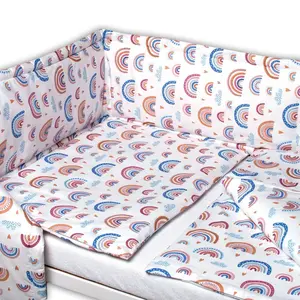 Baby Nellys Mantinel s povlečením 3D - Duha, pastelová/bílá, 120x90cm