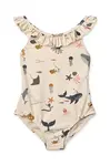 Jednodílné dětské plavky Liewood Kallie Printed Swimsuit béžová barva